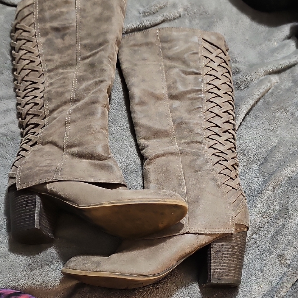 Women's Taupe  Knee-High Boots  Size 11